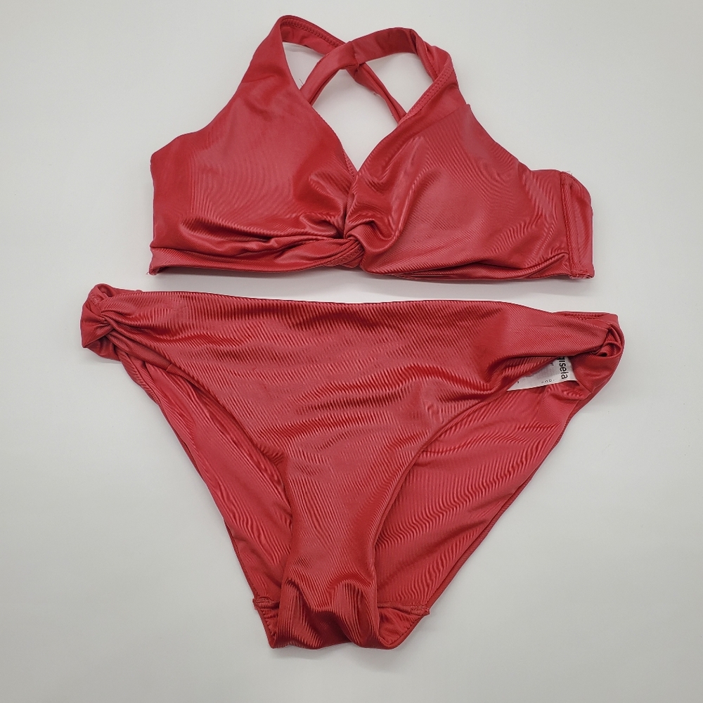 ☆ Gisela Metallic Rose Two Piece Swim Suit Size 36